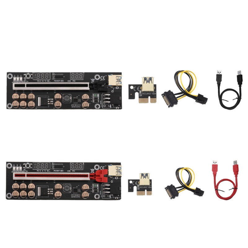 Btsg PCI-E Extender Riser 1x Ke 16x USB 3.0 Kabel Data Dengan Kartu LED PCI-E Adapter