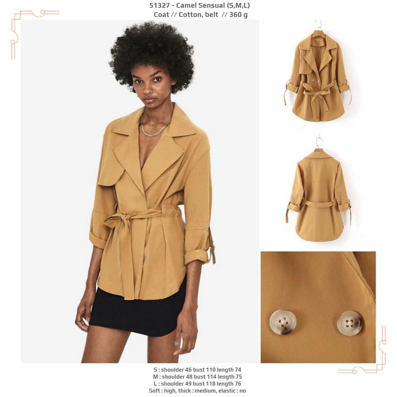 51327 Camel Sensual Coat / Jaket Cokelat
