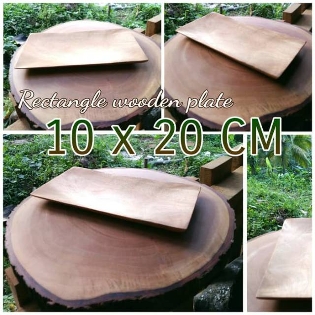 Rectangle wooden plate 10x20 cm piring kayu cekung mangkok saji