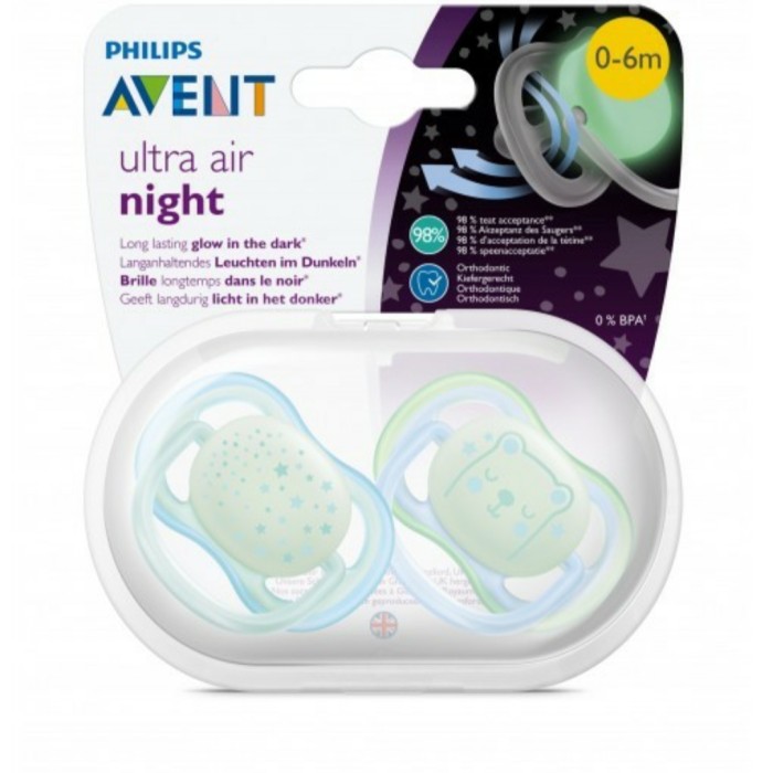 PHILIPS AVENT Ultra Air Night Pacifier 2pcs Empeng Bayi AVENT Soother