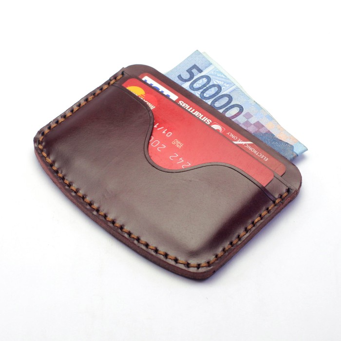 dompet kartu dua warna card wallet - slim wallet jahit tangan PHWL493