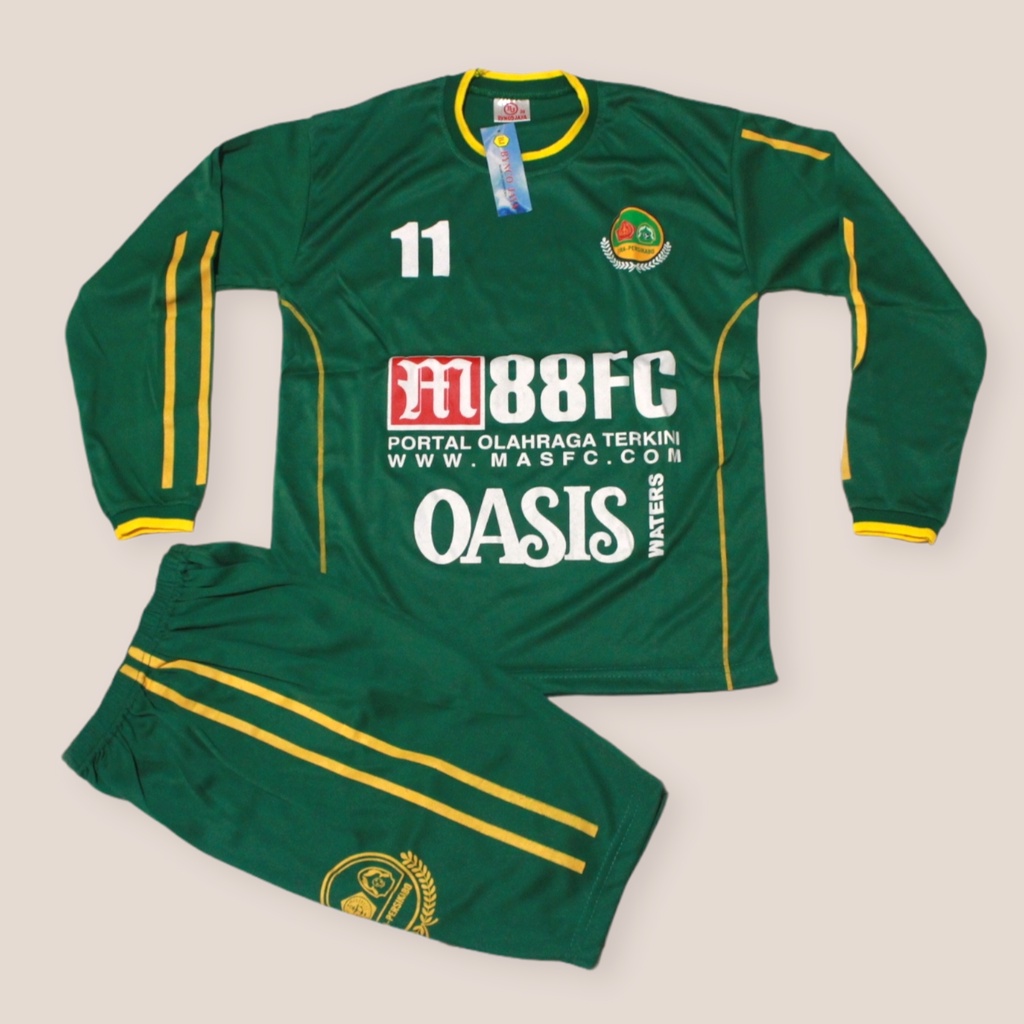 baju bola kiper persikabo bogor size/baju bola anak persikabo lengan panjang celana pendek 7-12thn