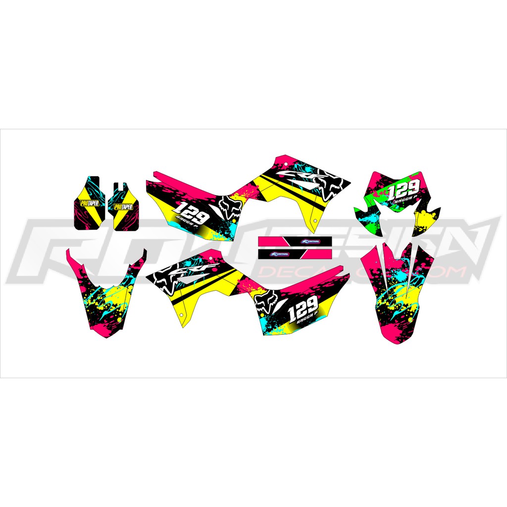 DECAL STICKER CRF 150 L (012) DEKAL STIKER HITAM PINK KUNING