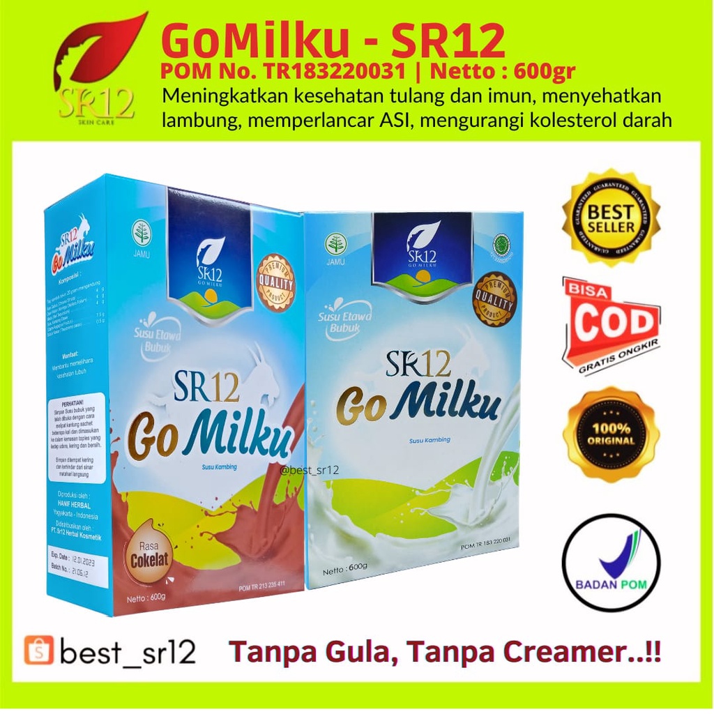 

Go milku Susu Kambing Etawa SR12 Gomilku Penambah Berat Badan Susu Gomilk Coklat 600 g [Tanpa Gula Tanpa Krimer]