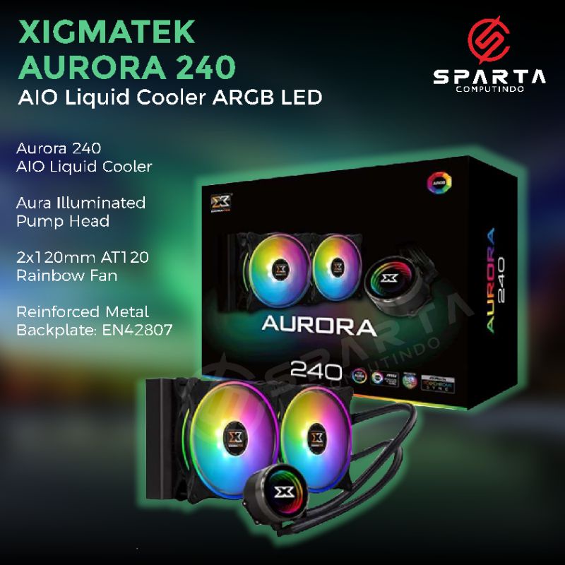 Fan Xigmatex Aurora 240 AIO Liquid Cooler ARGB LED New ex Display Berkualitas