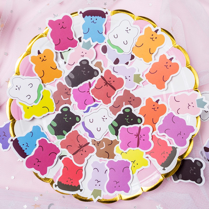 

40 LEMBAR STIKER KERTAS MILK PINK AND BEAR SERIES BERUANG SUSU BULLET STICKERS JURNAL LUCU MURAH DIY DIARY