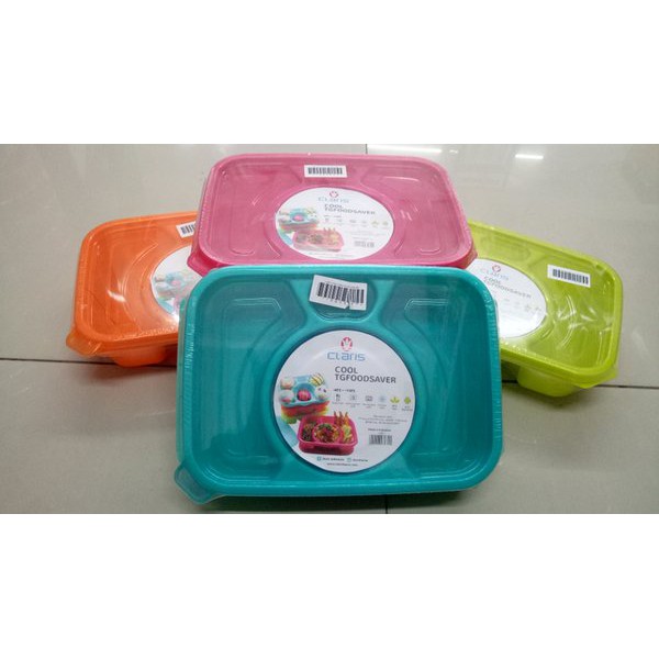 Claris 2703 Kotak Makan Lunch Box Plastik Segi Dengan Sekat Rectangular Food Saver Tempat Wadah