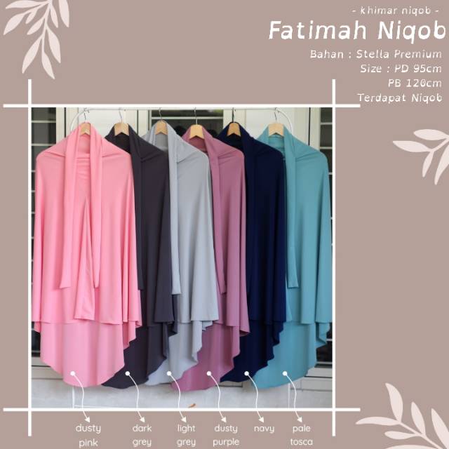 HIJAB NIQOB / BERGO SYARI NIQOB - FATIMAH NIQOB - BAHAN STELLA PREMIUM - BEST SELLER (BISA COD)