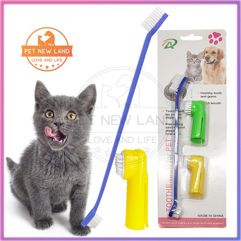 Sikat Kucing Anjing Gigi Jari 1 Set Perawatan gigi Toothbrush Halus Persediaan Hewan Peliharaan