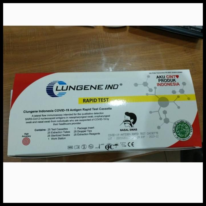Lungene Rapid Tes Antigen Swab Nasofaring/Nasal Isi 25 Pcs Per Box