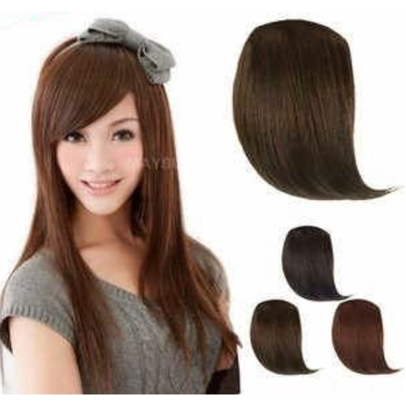 Poni clip poni hair clip hairclip salon poni samping rambut palsu untuk poni warna hitam black