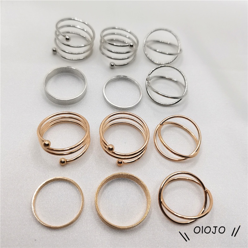 6Pcs Cincin Retro Bahan Stainless Steel Untuk Hadiah Aksesoris Fashion - Ol