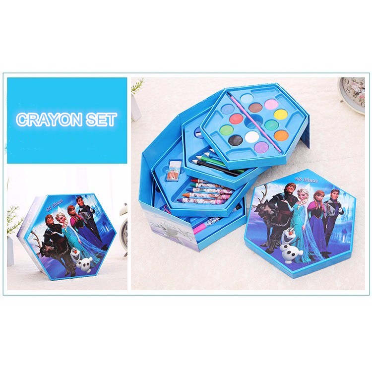 

SALE 4 in 1 Crayon Set 4 tingkat isi 46 pcs crayon alat menggambar WNOP