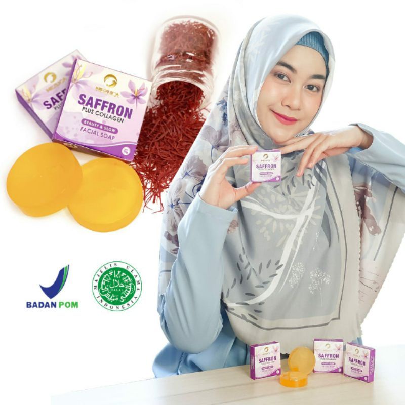 ❤ MEZUCA ❤ Sabun Safron BPOM Pemutih Wajah Alami Ampuh Atasi Jerawat Original Saffron Soap  untuk Muka Berjerawat Flek Hitam Berminyak - Keluarga id