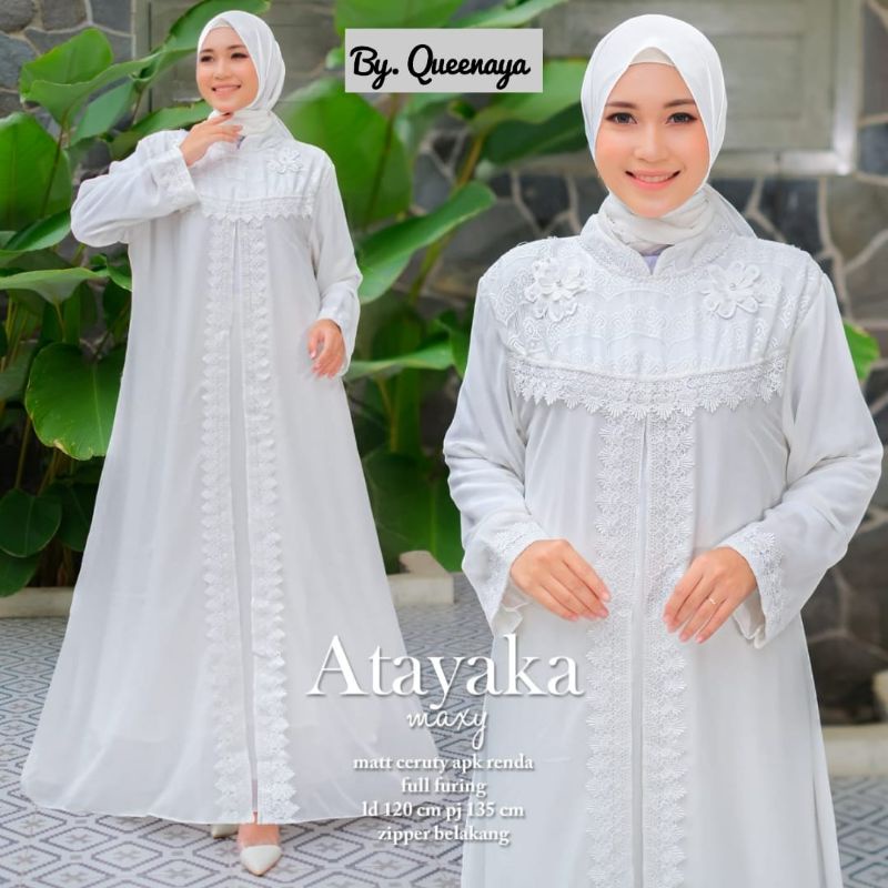 GAMIS PUTIH CERUTY POLOS FURING AKSEN RENDA