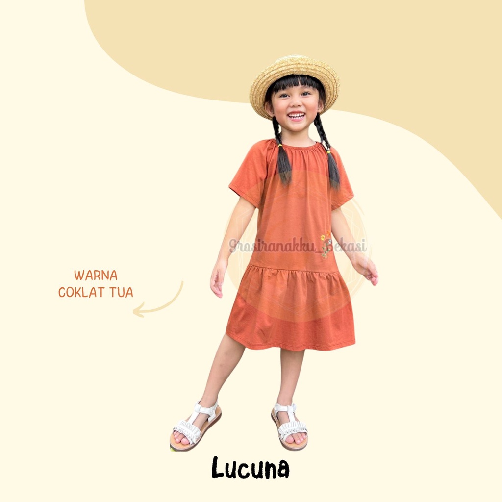 Dress Anak Camelia Lucuna Warna Coklat Tua Size 1-5 THN