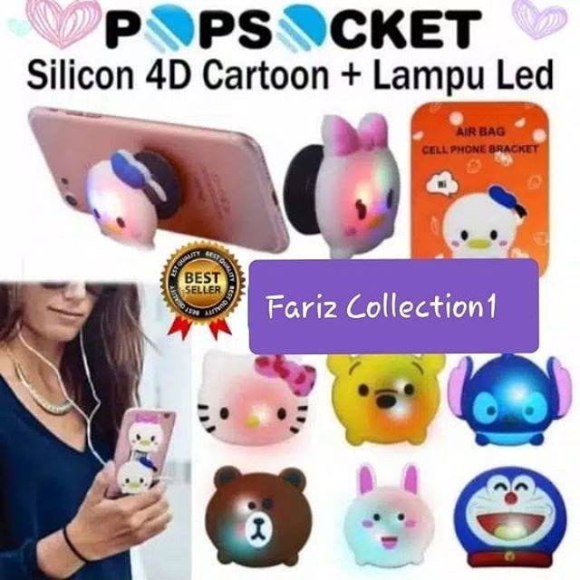 POP SOCKET LAMPU LED PPS82 / POP SOCKET KARAKTER RING STAND GRIP HP SB