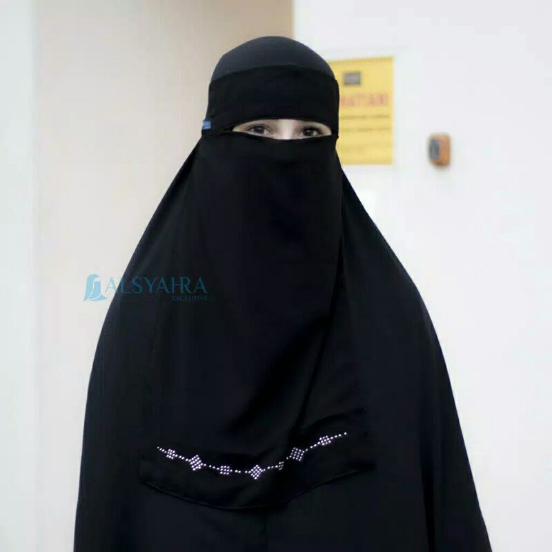 Niqab Bandana Alhajr Sifon Jetblack Alsyahra Exclusive