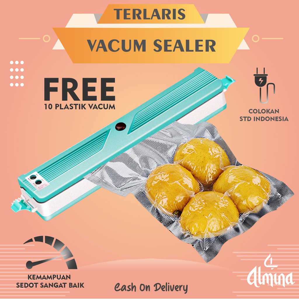 VACUMSEALER Vacum Sealer Makanan Fresh Daya Hisap Kuat 2 Button sealer dan Vacum