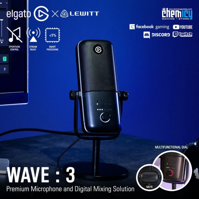 Elgato Wave:3 Premium USB Condenser Microphone Digital Mixing Solution