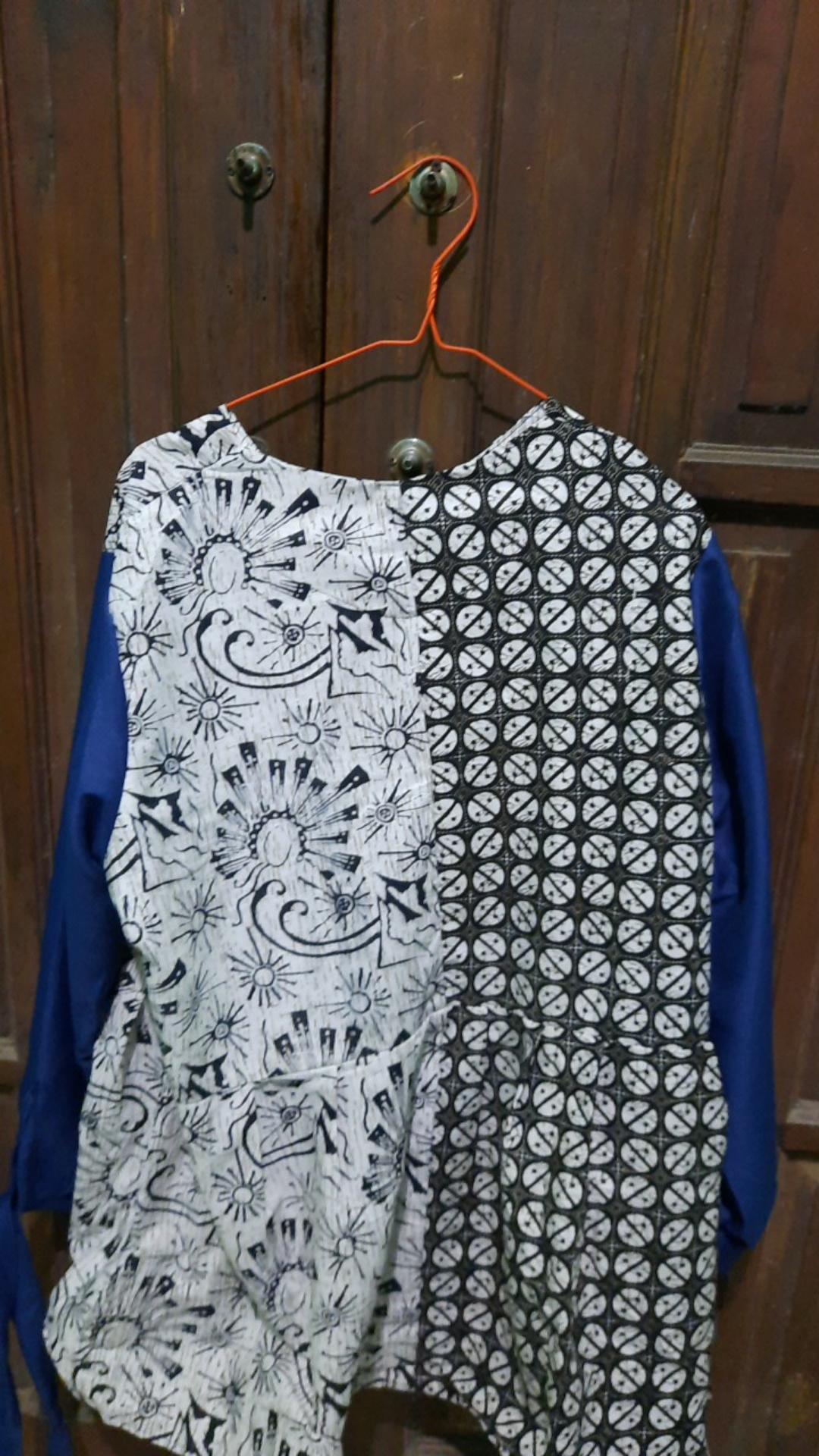 Batik Kahuripan Blus Batik Pita Kombinasi Abu Tua/batik Kantor/batik Kerja