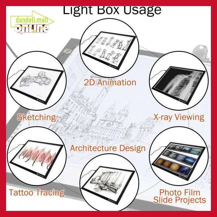

U8Tyrt67- Drawing Tracing A4 Copy Board Papan Jipak Led Light Pad Ultra Slim A4 E3Yrf797-
