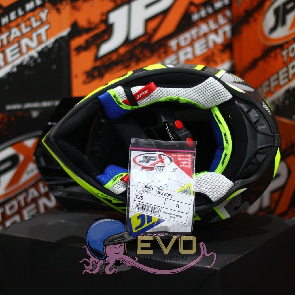 HELM JPX CROSS_FOX1 SERI X35 - FLUO YELLOW GLOSS + GOOGLE SNAIL (ONGKIR 2 KG) HELM JPX TERBARU