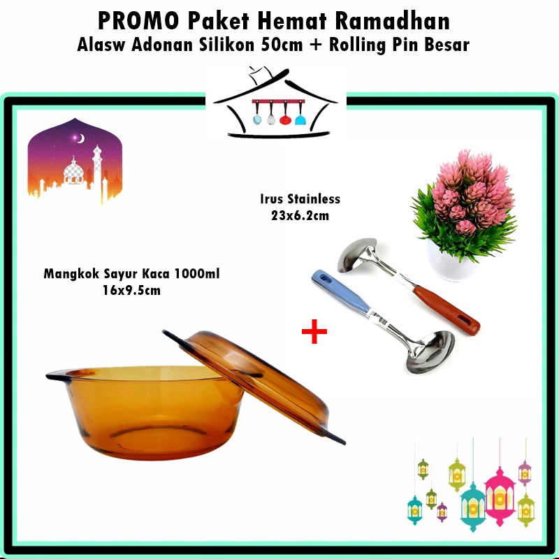 Paket Hemat Mangkok Sayur Kaca + Irus  Stainless