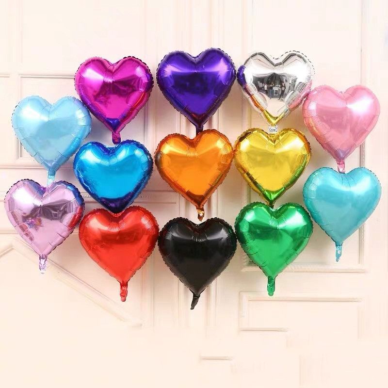 18&quot; Solid Colour Foil Balloons Heart Star Round Shape For Wedding Birthday Party