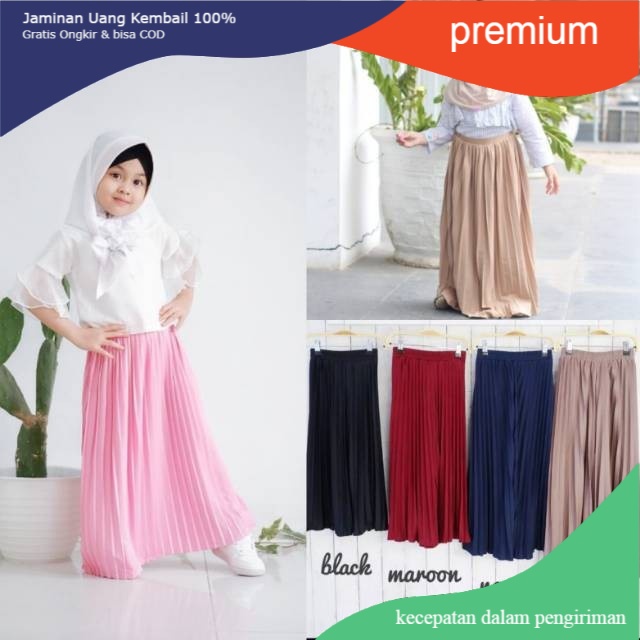 ROK PLISKET ANAK USIA 6-13 TAHUN / ROK PLISKET TANGGUNG / ROK PLISKET ANAK ANAK