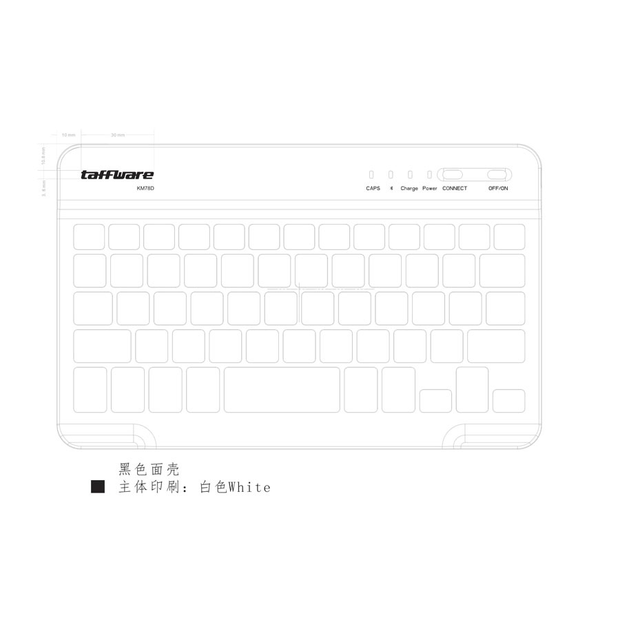 Taffware Wireless Bluetooth Keyboard Rechargeable - Black