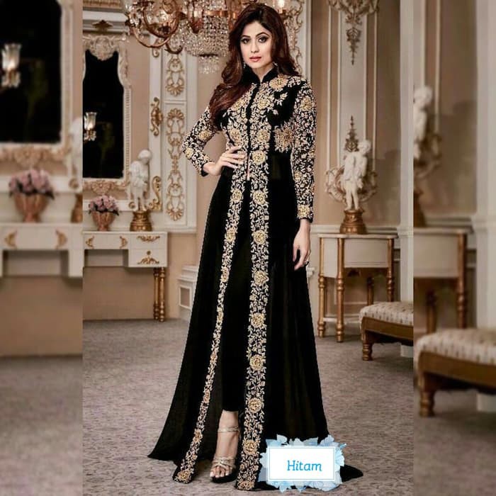 setelan Baju India Miss Kajol hitam baju muslim pesta mewah St ca Vt