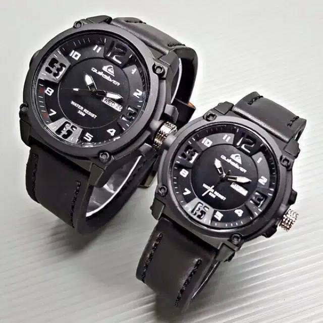 Jam Tangan Pria/Wanita/Couple Quicksilver Day Date Strap Kulit COD BISA BAYAR DITEMPAT