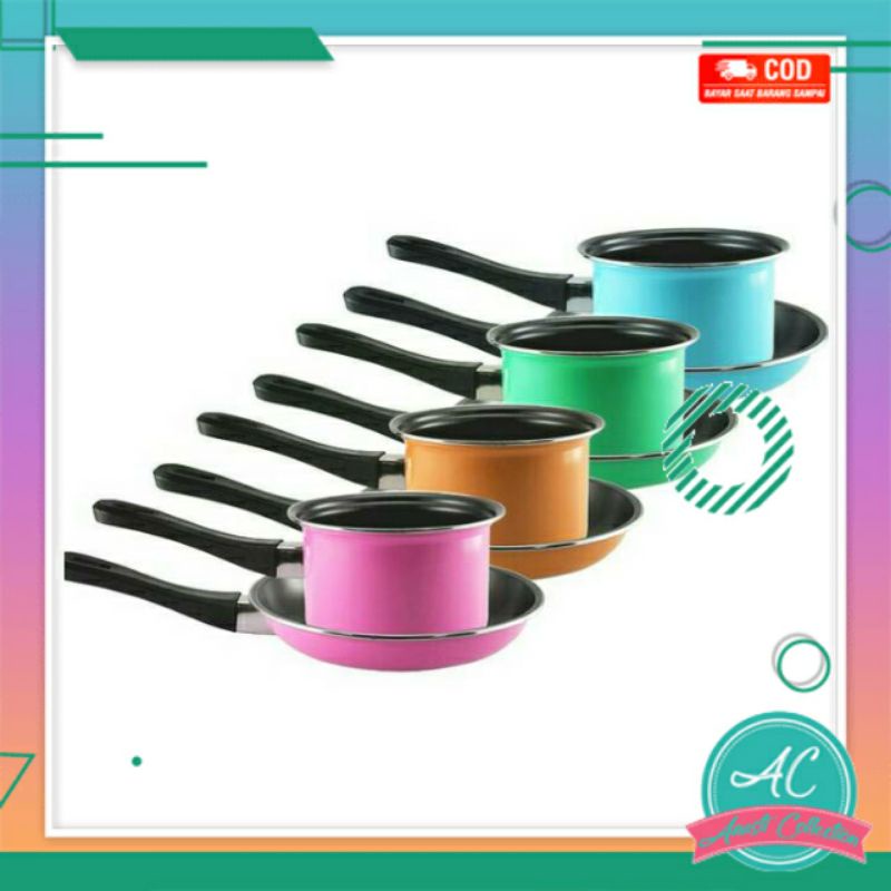 Pastela Set Teflon import panci anti lengket 2in1 milkpan dan frypan non stick