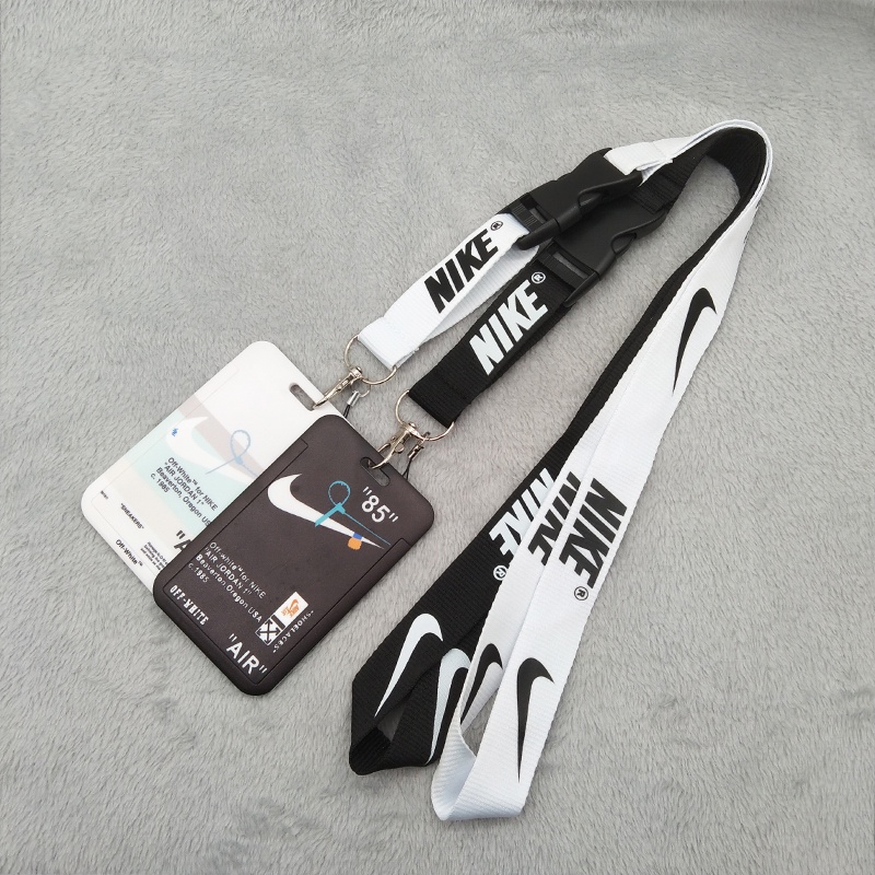 Tali Leher Tahan Lama Dengan ID Badge Card Holder Protector Untuk Ponsel Case Kunci ID Tag Case Dengan Klip Gesper Dan Pesona Hard Card Case Hitam dan Putih Lanyard