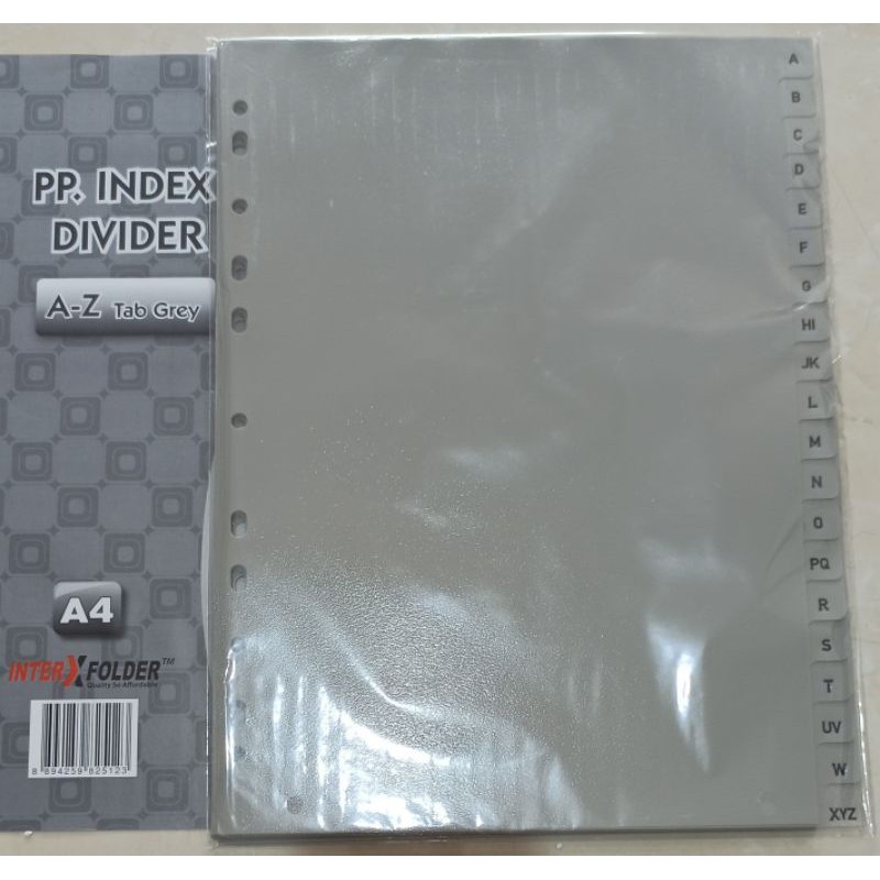 pembatas buku binder A4 divider abjad huruf A-Z