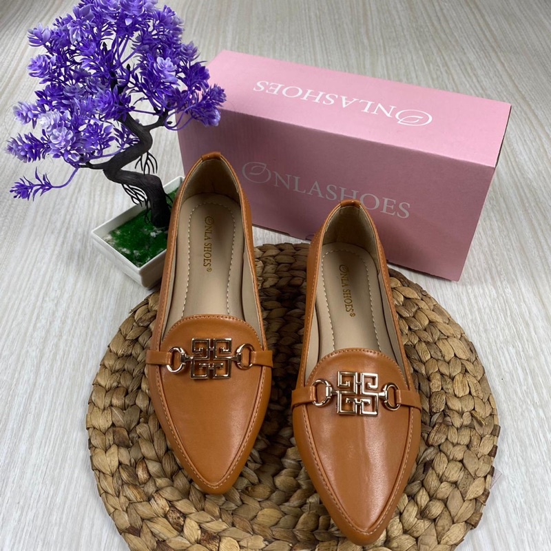 Onlashoes - Flatshoes Wanita sepatu kerja wanita terbaru sol karet KODE LB33