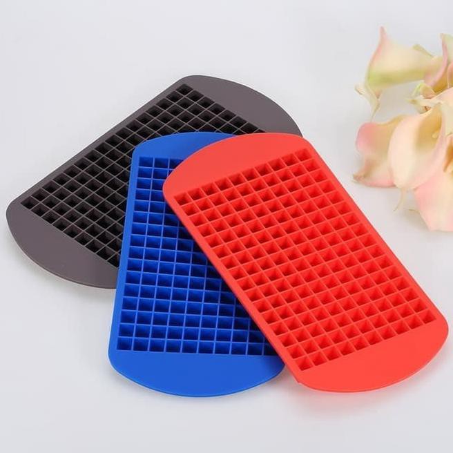 Auwg Cetakan Es Batu 160 Cube Anti Pecah Silikon - Citakan Es Cetakan Karet - Merah 0K0Y