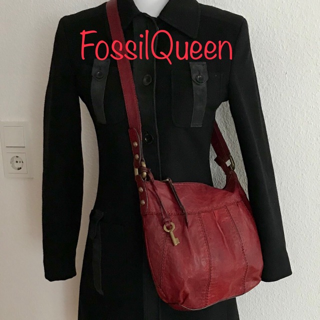 TAS FOSSIL ORIGINAL RED VINTAGE Leather Slempang Second Bekas Ori