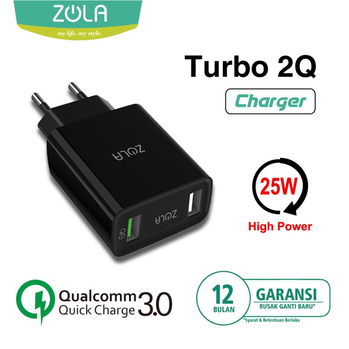 ZOLA Turbo 2Q Qualcomm Quick Charge 3.0 USB Charger Dual Output