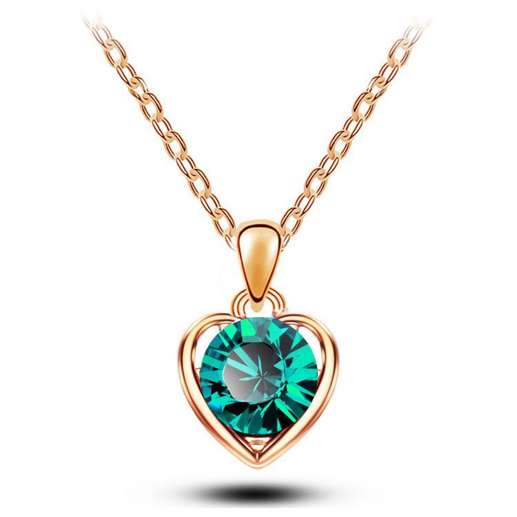 Kalung Rose Gold Terpadu Batu Green Kelas AAA Batu Zircon