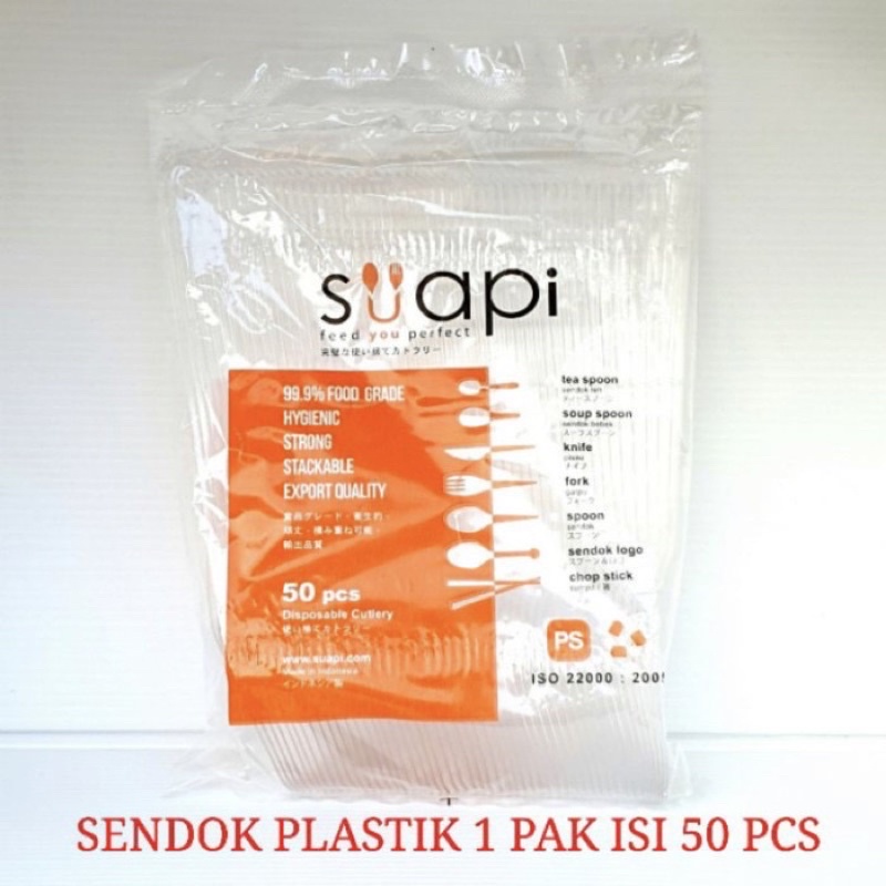 SENDOK MAKAN PELASTIK BENING MERK SUAPI ISI 50 PCS