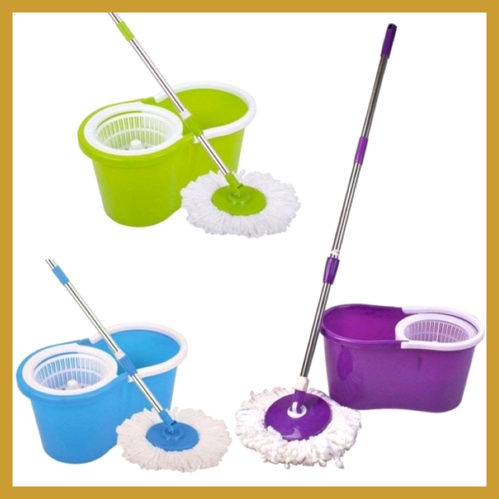 Spin Mop Alat Pel Putar + Ember Plastik Multifungsi Alat Pel Lantai Microfiber Pel Otomatis Pel Lantai Serbaguna GOSHOP88