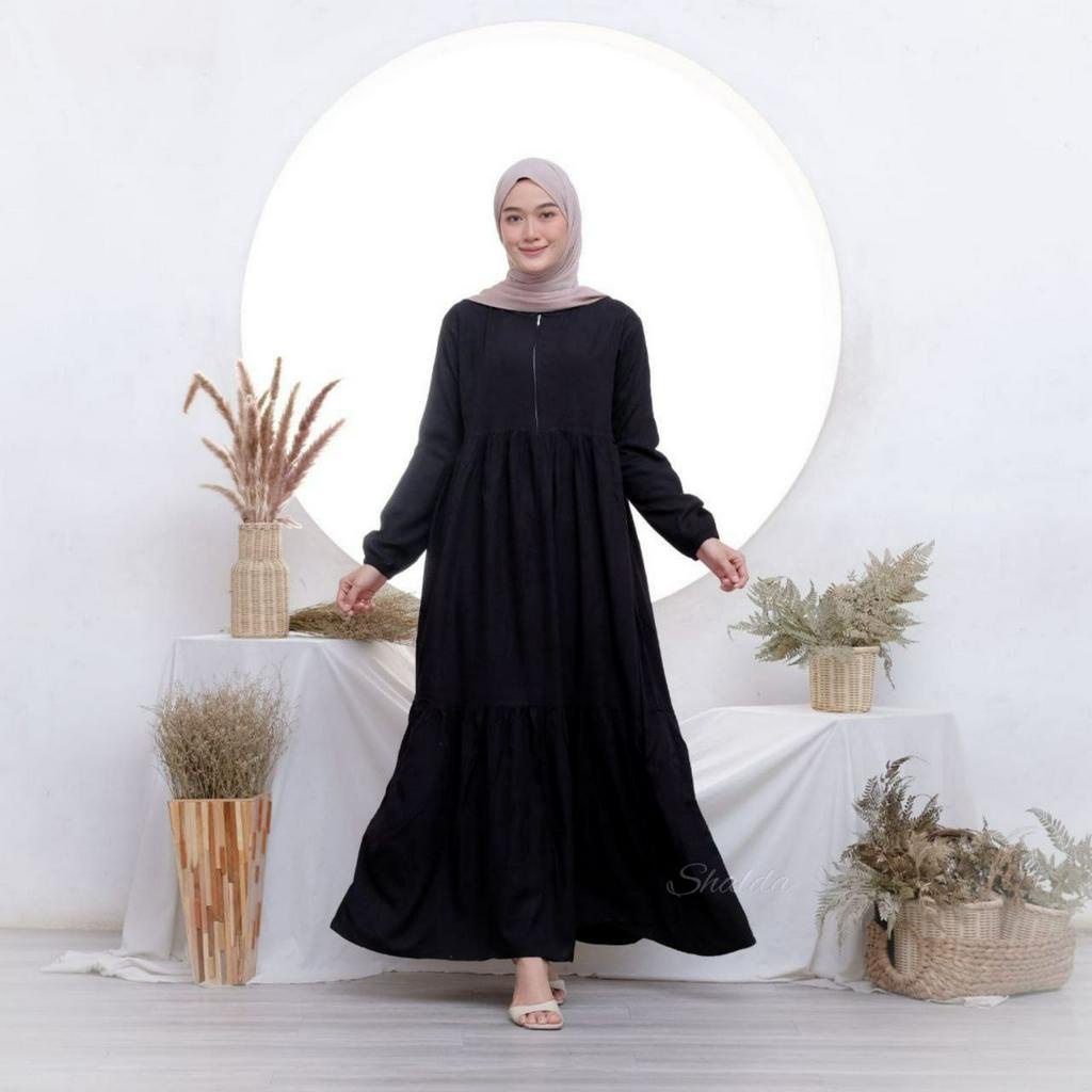 GAMIS POLOS PLAIN DRESS GAMIS POLOS WARNA HITAM GAMIS RAYON CANDI MEKAR