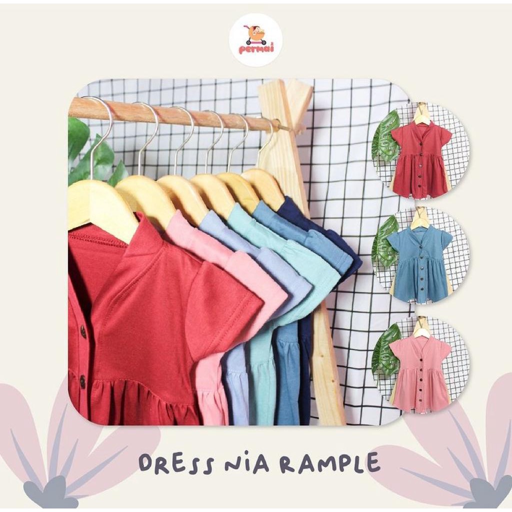 Promo !! PROMO!!! Dress Anak Bayi Polos Nia Rample/Dress Bayi Lucu Murah