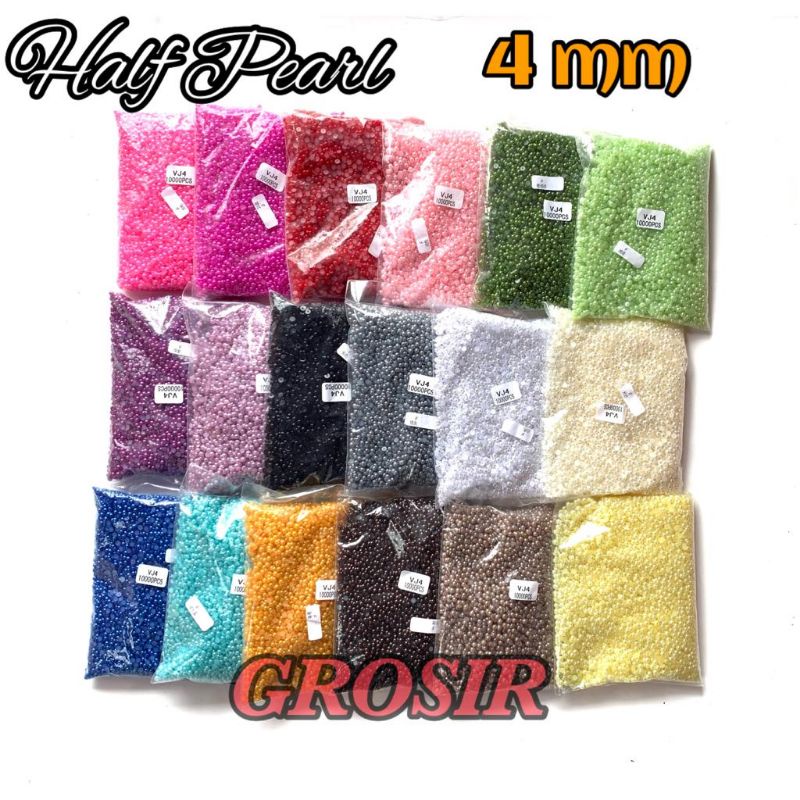 HALFPEARL GROSIR 4mm Pack Besar/jumbo| Mutiara belah bahan cfart tasbih digital blink