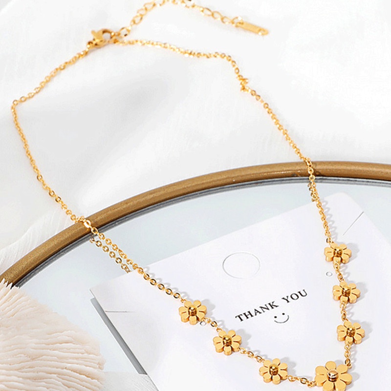Kalung Titanium Wanita Krisan Liontin necklace Premium Bunga Daisy Anti Hitam Anti Karat Bisa dibawa mandi