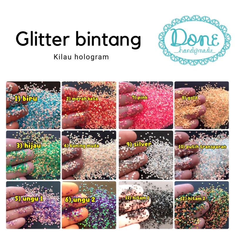 Glitter bintang star glitter nail art make up scrapbooking slime