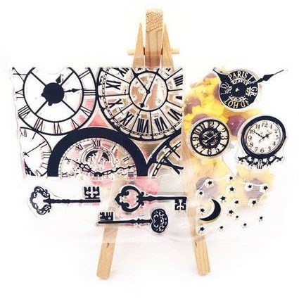 Clear Stamp (Stempel Transparan/Bening) - Clock and Key