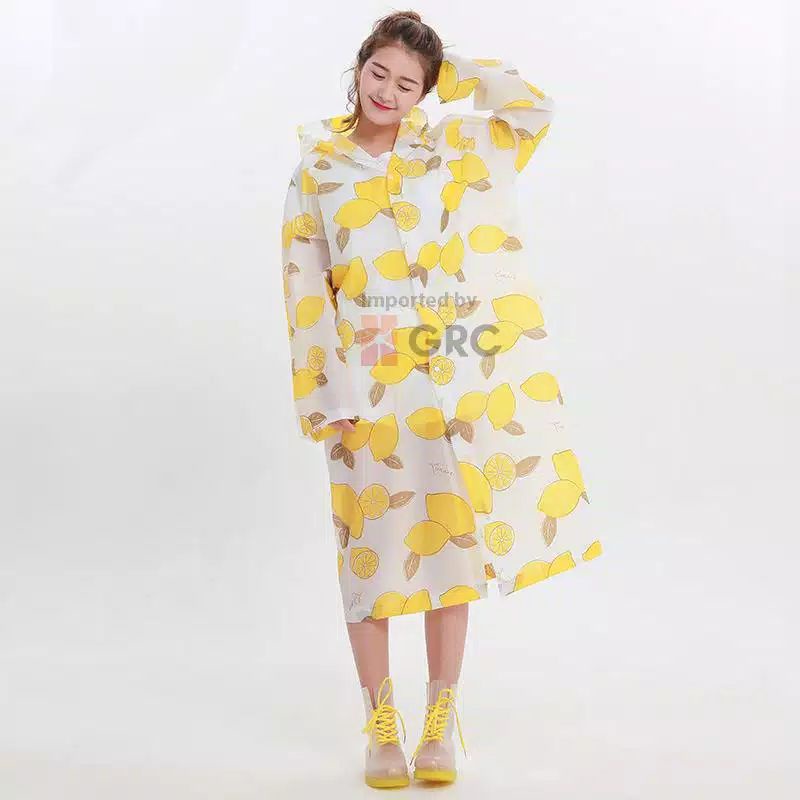 Jas Hujan Terusan Korea Style / Travel Coat / Mantel Hujan Atasan Motif / Army / Lemon / Unik